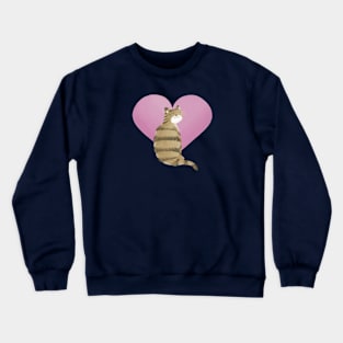 Valentines cat and heart Crewneck Sweatshirt